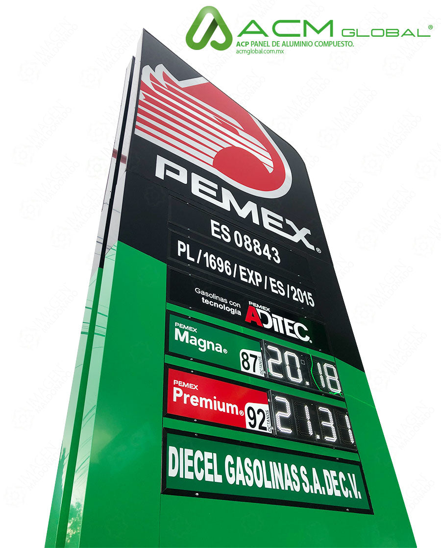 PANEL ALUMINIO TOTEM NUEVA IMAGEN PEMEX